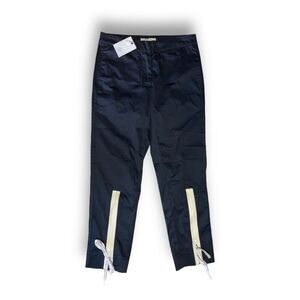 Cubic Navy‎ Casual Pants S Zippered Legs Drawstring Accents